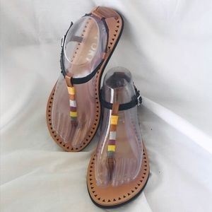 Report Footwear DIDO Threaded Multi-Color Striped Black/TanThong Boho Sandals W7